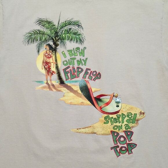 Vintage 1996 Jimmy Buffet Caribbean Soul Margaritaville Flip Flop Tshirt Size XL - Picture 2 of 9